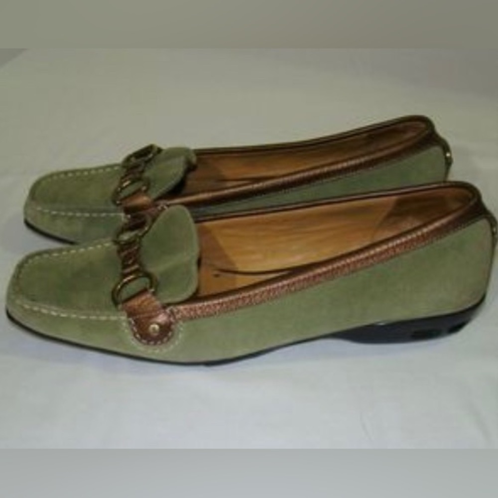 Cole Haan  Sage Green Suede Leather Loafers